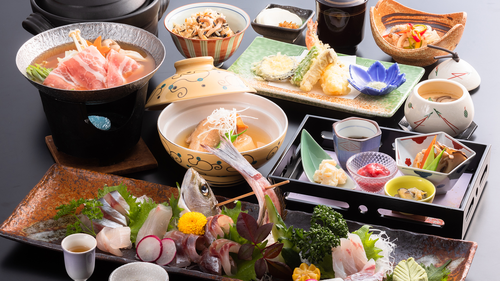 【皿盛り付き会席】お刺身を少し豪華に♪