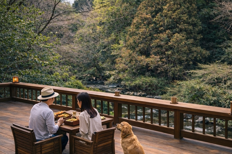 【ペット同伴】愛犬と泊まれる四万十川源流の温泉宿｜1泊2食