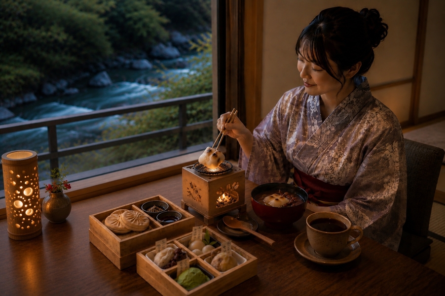 【冬限定】竹あかりが照らすせせらぎテラスと貸切温泉で過ごす贅沢