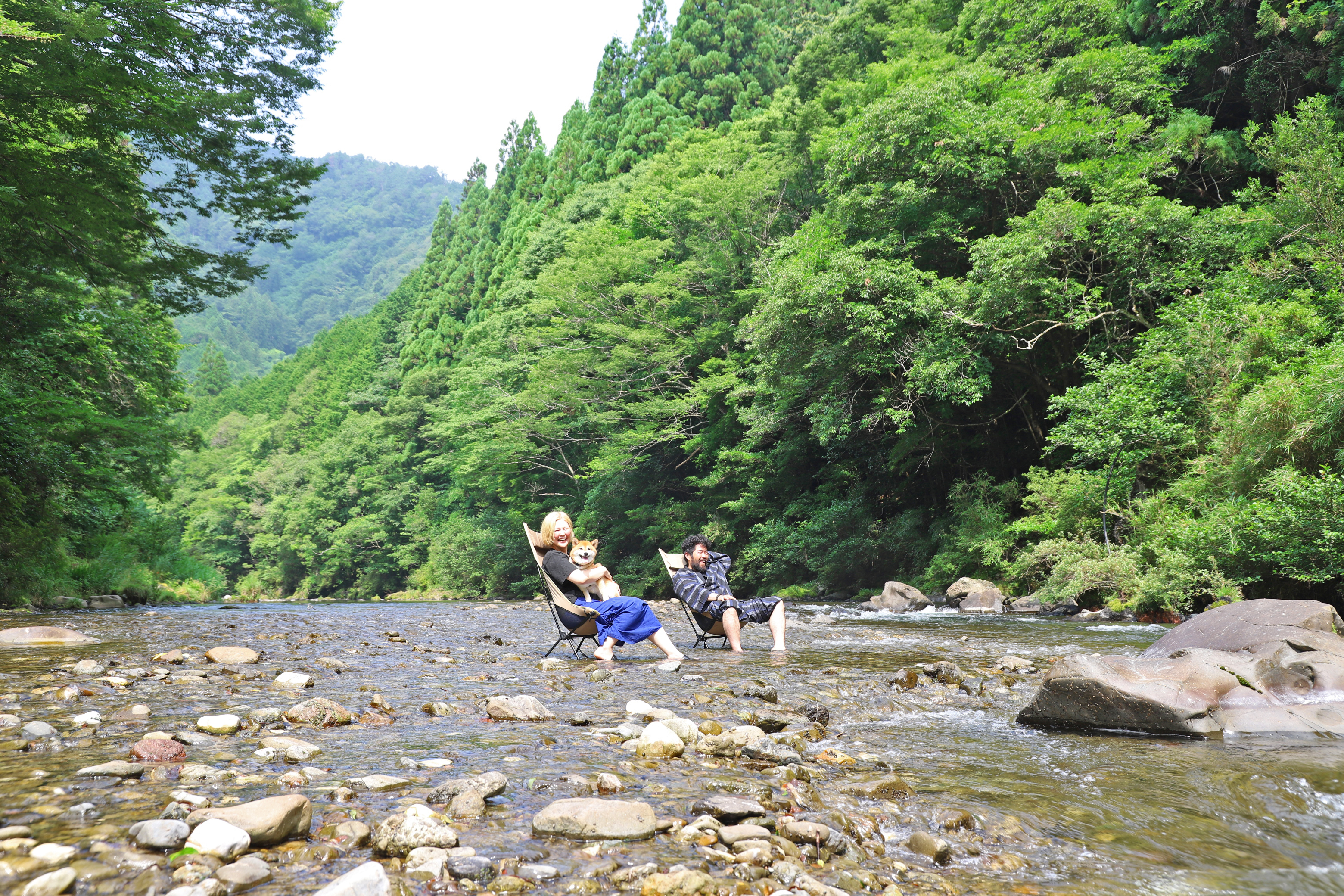 四万十源流のプライベート川原でチェアリング