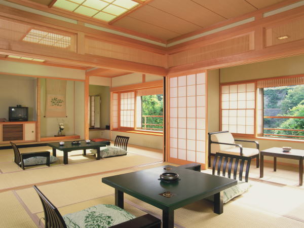 [View of the valley beauty (8 tatami mats + 8 tatami mats 2 rooms)] With a hot spring flowing from the source