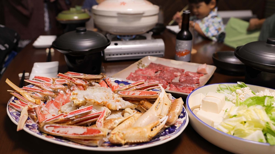 ・今日はかにしゃぶと但馬牛の焼肉