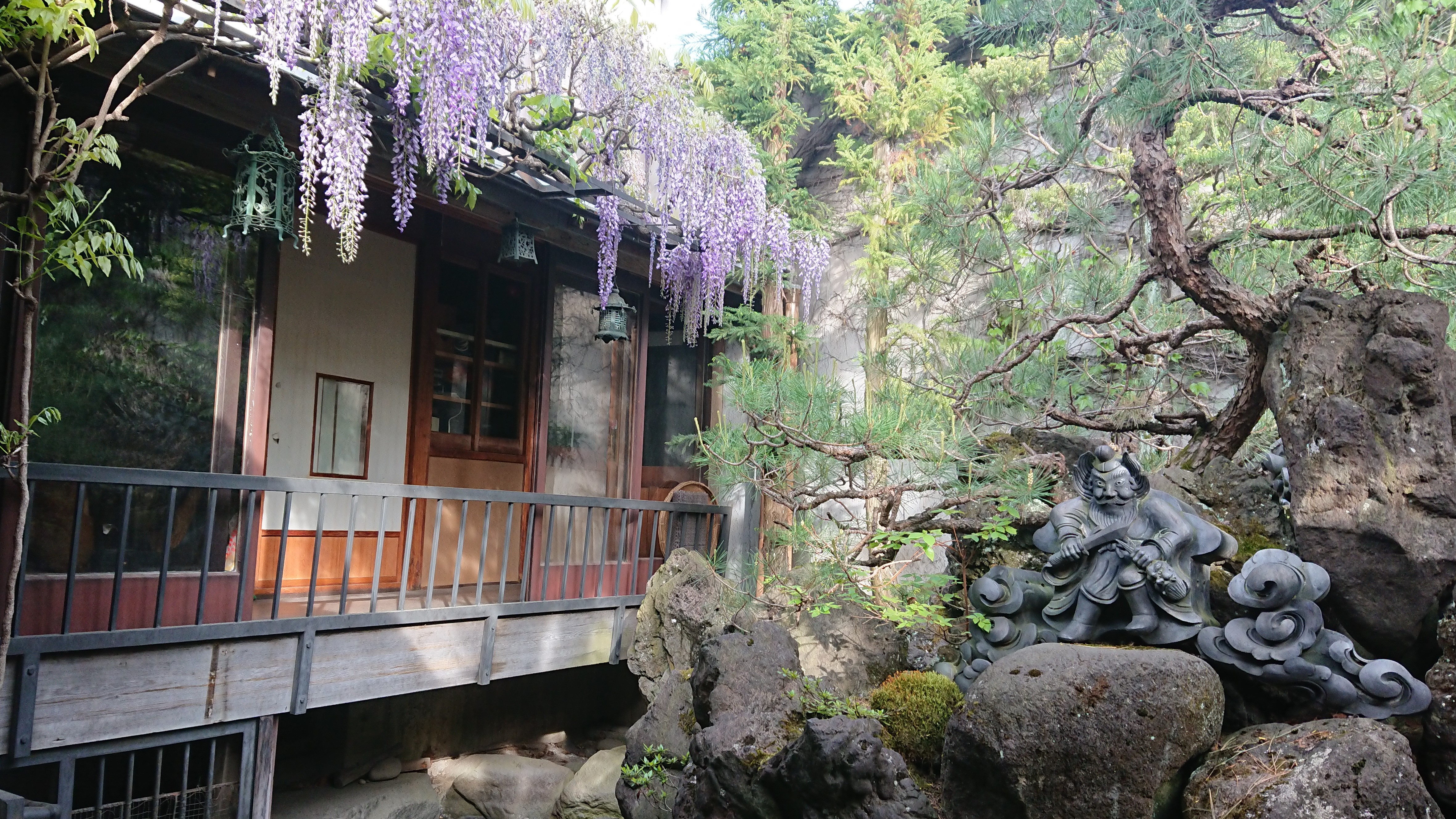 時の門　春の中庭の藤棚