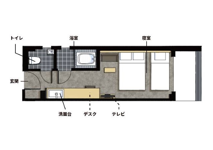 【素泊まり】【1フロア2室のみ】ダブルベッド+シングルベッドのツインルーム《バス・トイレセパレート》