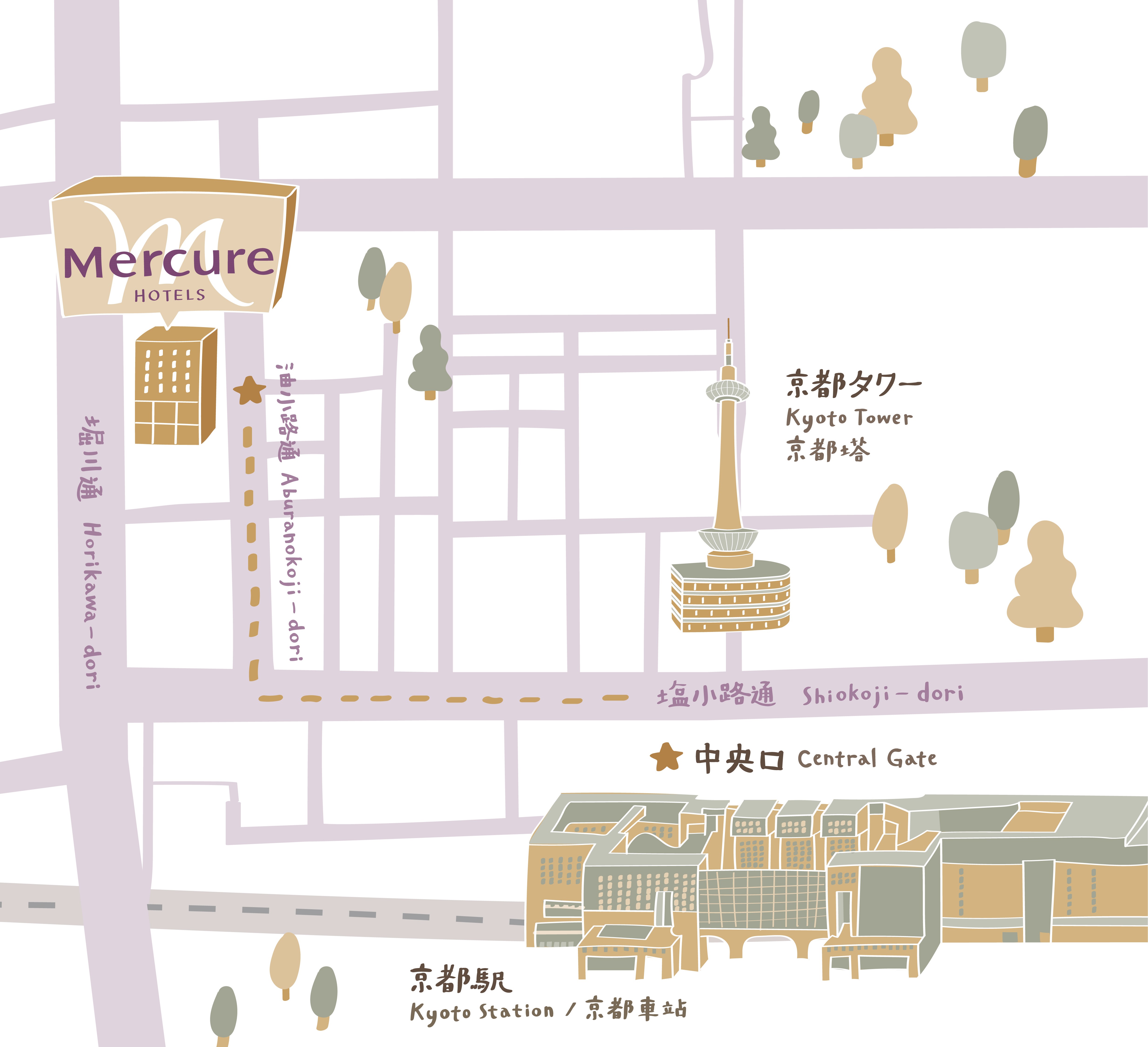 京都駅からのアクセスMAP