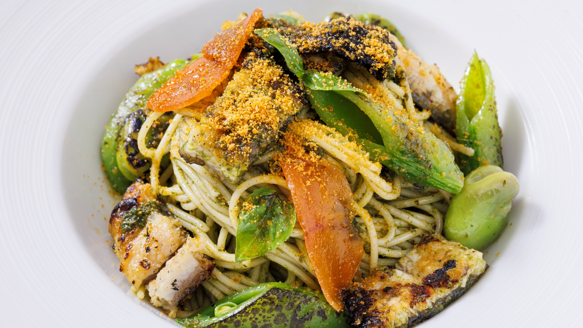 夏メニュー　鰻と枝豆のフェデリーニ