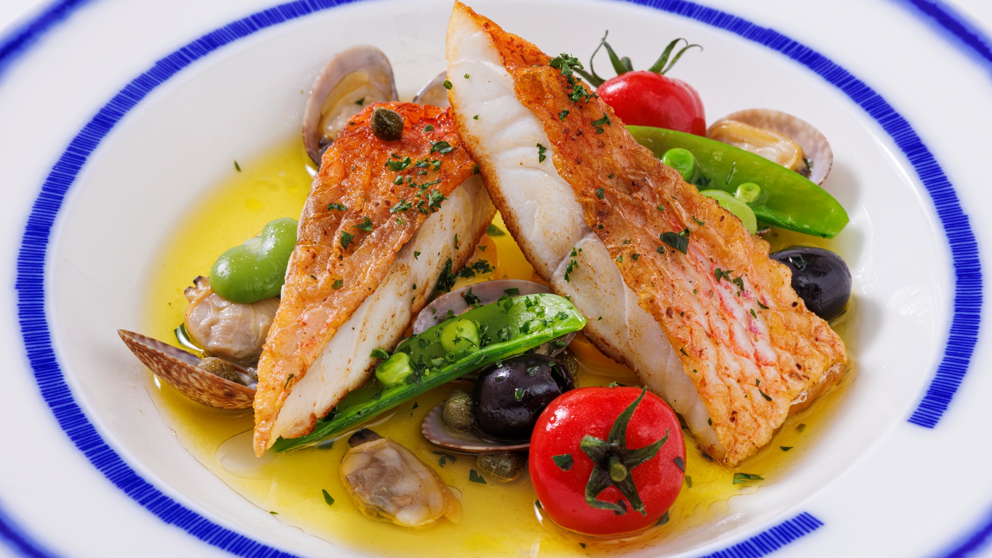  夏メニュー　魚と野菜のアクアパッツァ