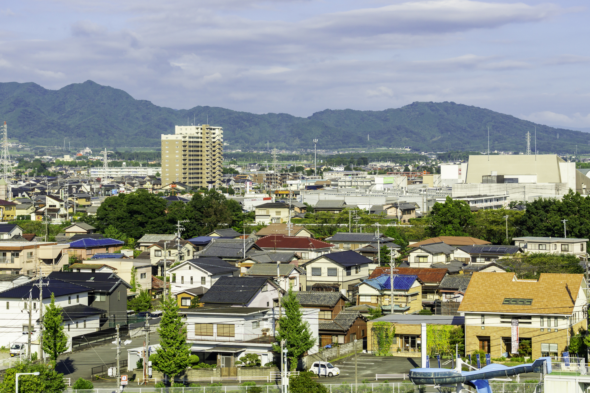 松阪城跡から松阪市街地西方面の展望