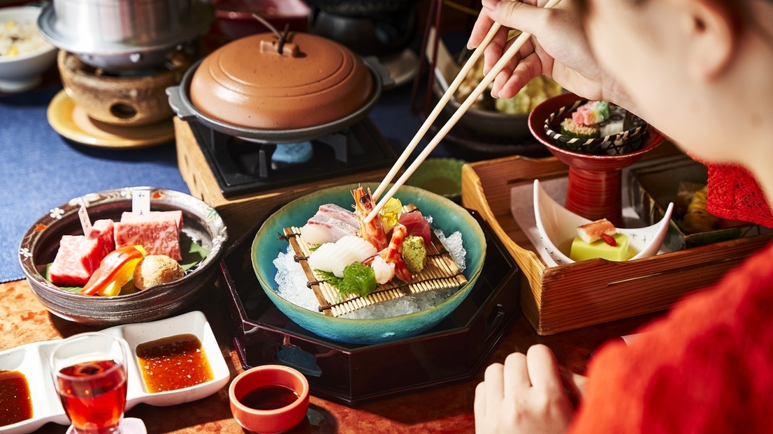 くまもと県産和王と味彩牛を食べ比べ肥後会席プラン【夕朝食付き】