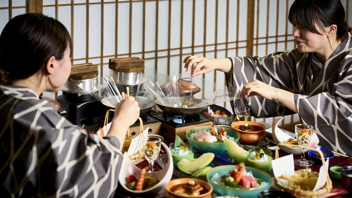 くまもと県産和王と味彩牛を食べ比べ肥後会席プラン【夕朝食付き】