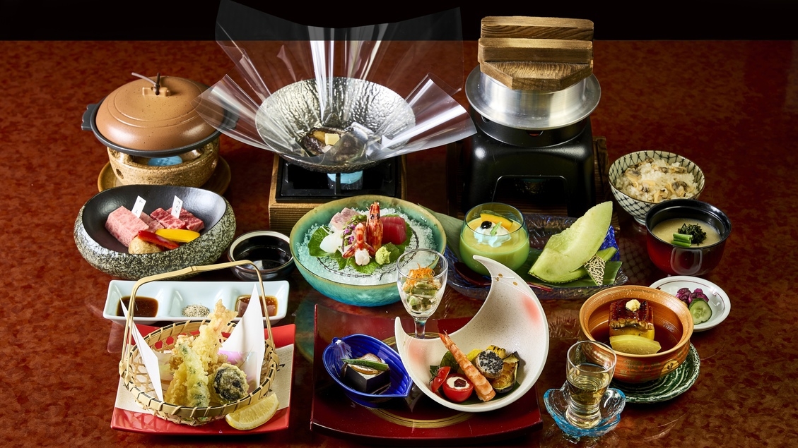 くまもと県産和王と味彩牛を食べ比べ肥後会席プラン【夕朝食付き】