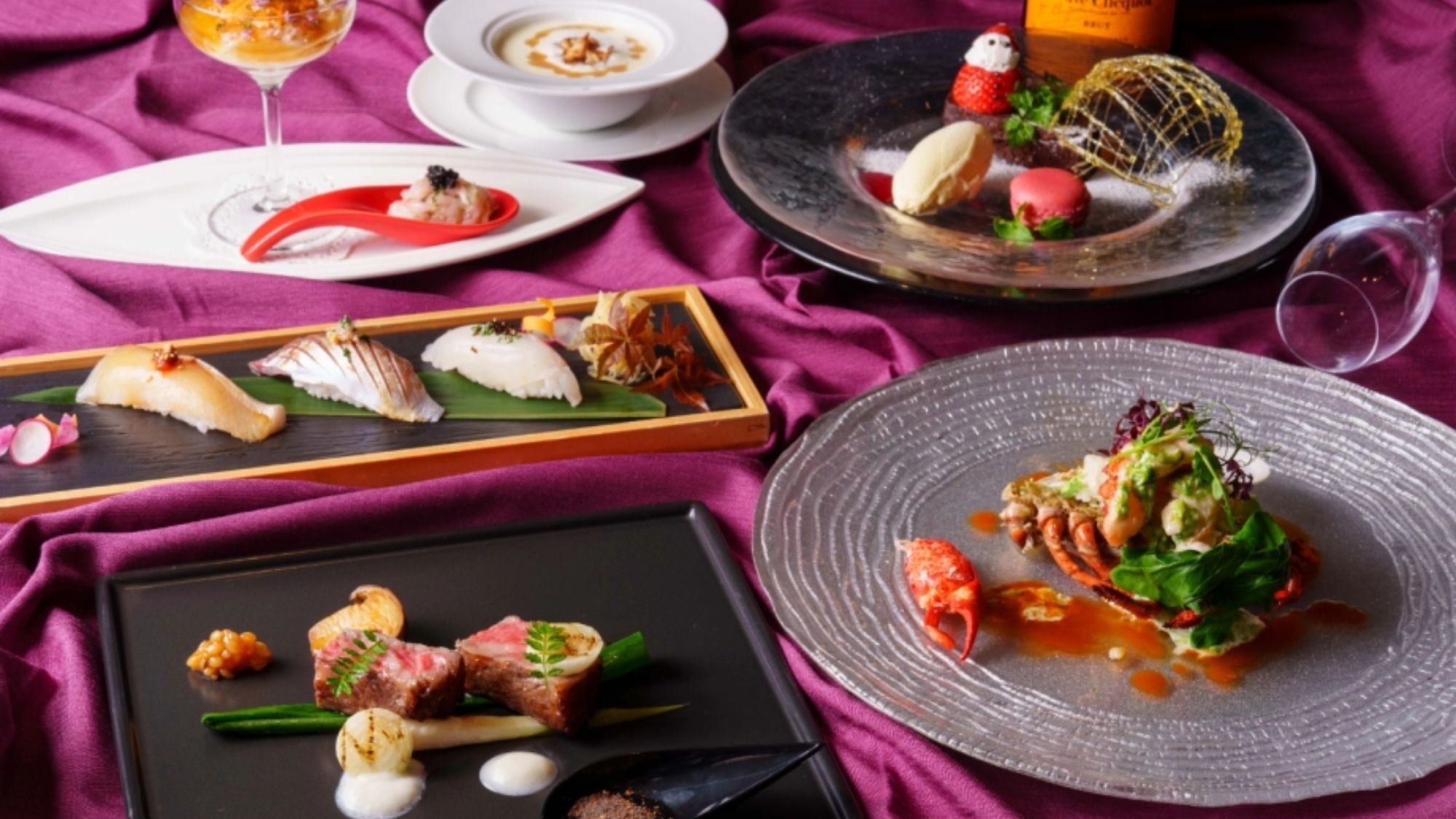 【室数限定／2食付】＜鉄板焼Xmasディナー／20:00スタート＞糸島牛とオマール海老の豪華共演