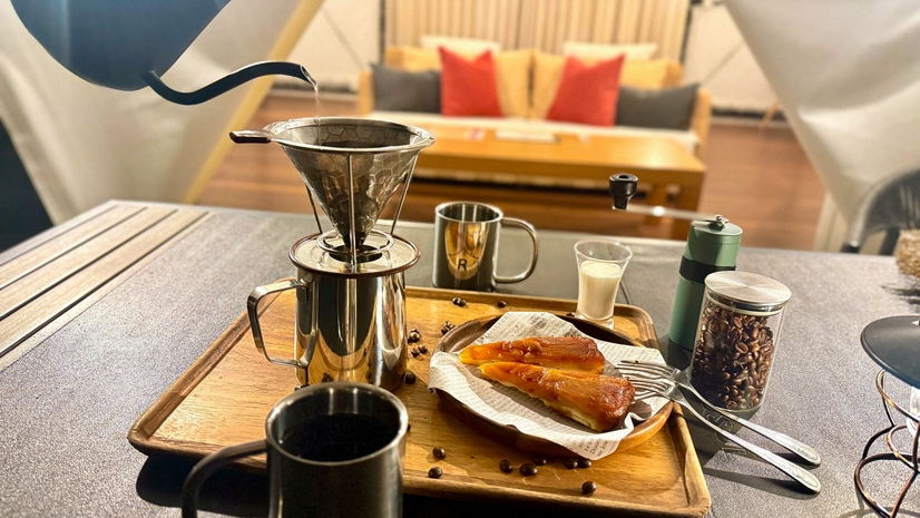 【カップル】☆朝夕2食付☆スイートグランピングカフェ☆特製タルトタタンと、ハンドドリップコーヒー☆
