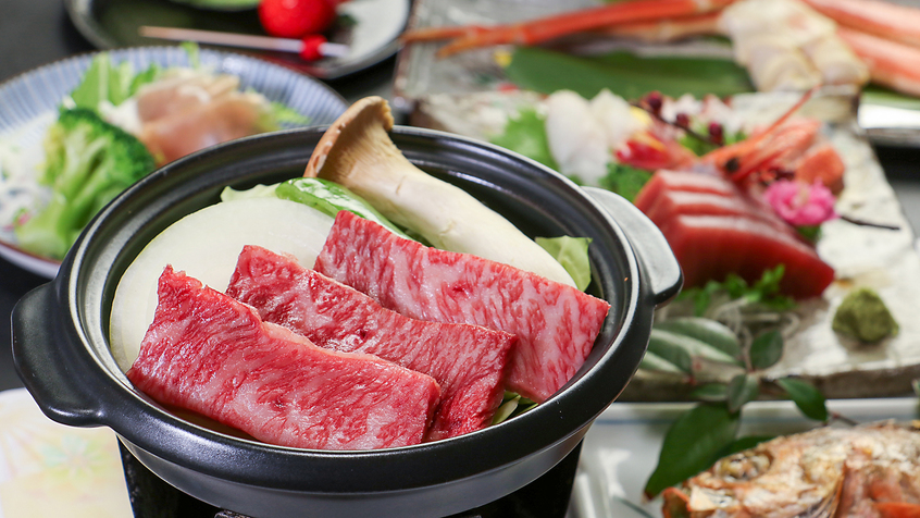 【2食付】茨城・日立のうまいもん尽くし！旨味溢れる常陸牛の陶板焼きと女将の振る舞い地産地消コース★
