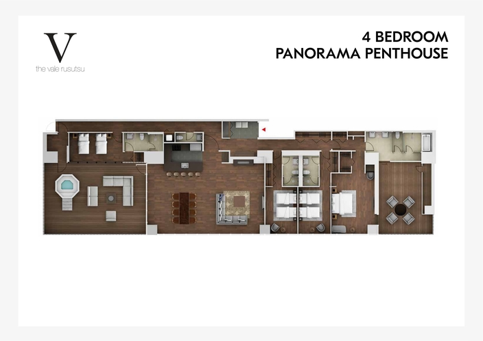 ４ベッドルームパノラマペントハウスの見取り図
