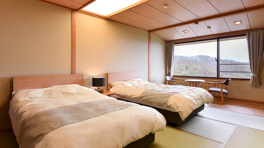 *【2022年改装■霞】畳に広めローベッドを設置したシックでモダンな和洋室。