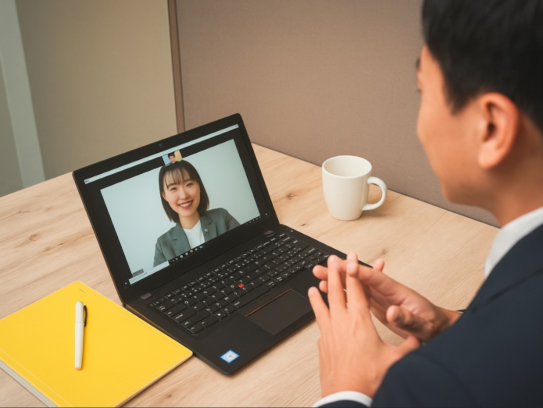 WEB会議もしやすいワイドデスクです