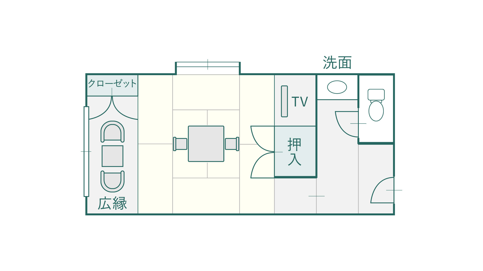 *【LAKE＆FORESTview/和室8畳広縁一例】窓の向こうに大沼湖と、緑豊かな自然を望む