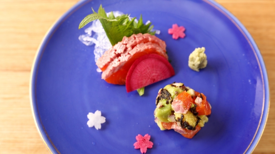 【夕食】お造り　伊吹サーモン　※イメージ