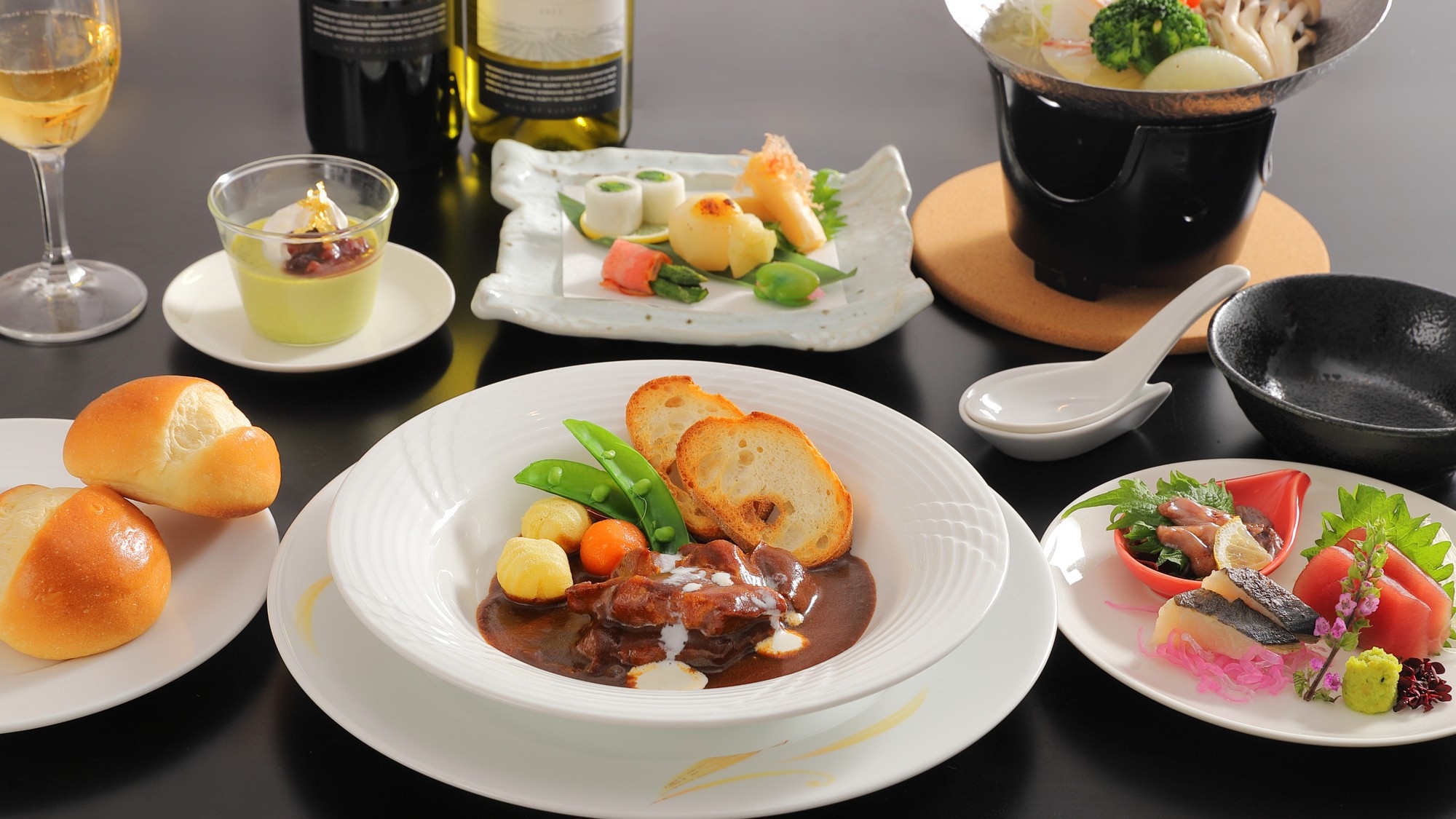 【ホテル棟】地元食材を使ったコース■『竹コース』プラン（２食付）