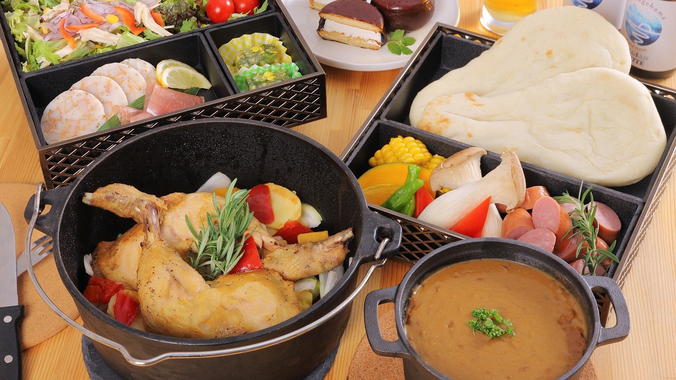≪ペットもOK≫【炭火で味わう！ダッチオーブンコース（全7品）】(2食付)