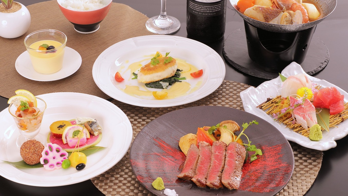 地元食材を使ったコース『松プラン』（2食付）
