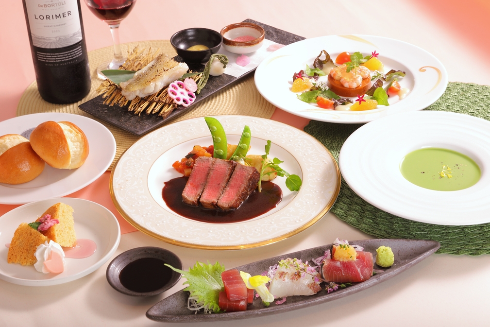 【ホテル棟】鹿児島県産の黒毛和牛付！地元食材を使ったコース■『松コース』プラン（２食付）