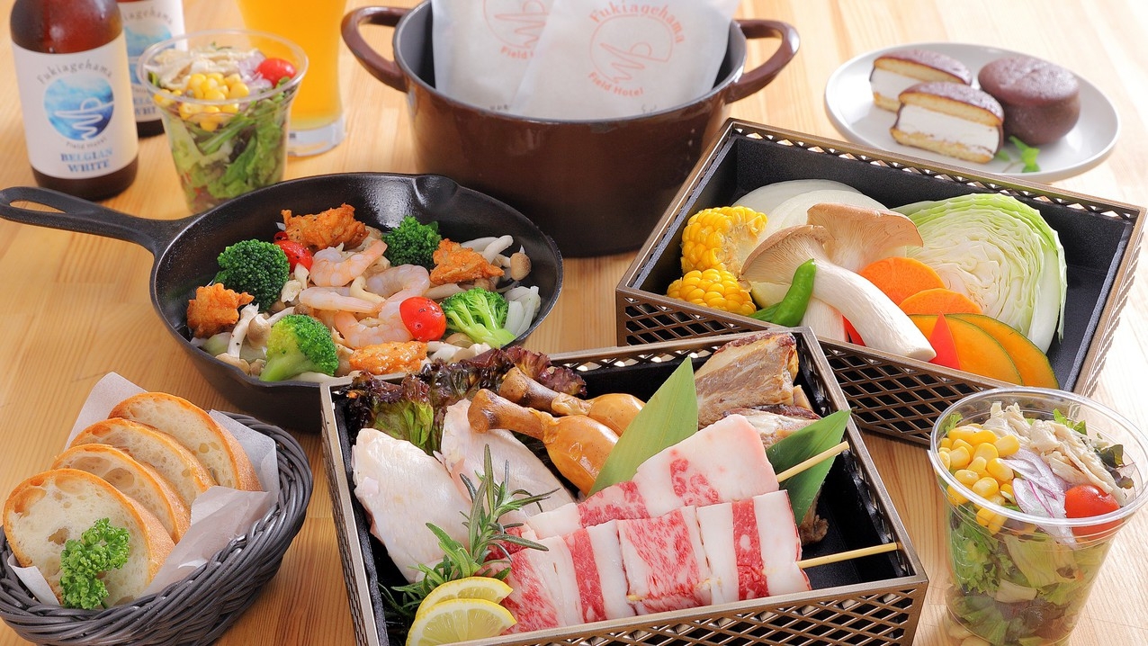 【グランピング】骨付き肉の海賊BBQカジュアルコース 全7品（2食付）