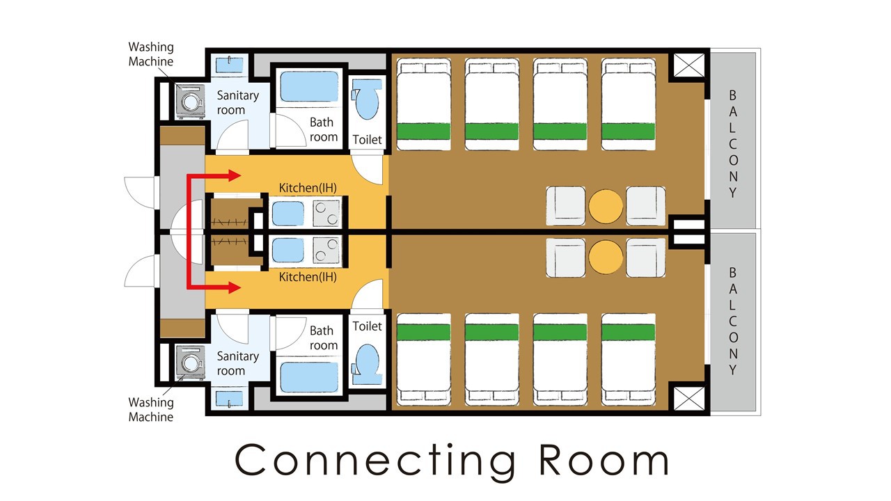 コネクティングルームは隣のお部屋の往来が可能な特別ルーム★超広々使うことができます♪