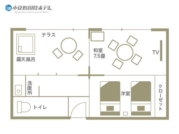 Executive room with open-air bath 604/605 room sketch