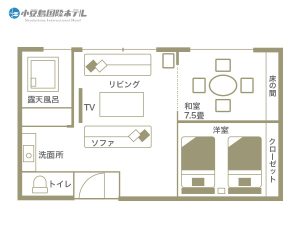 Executive room with open-air bath 602/603 room sketch