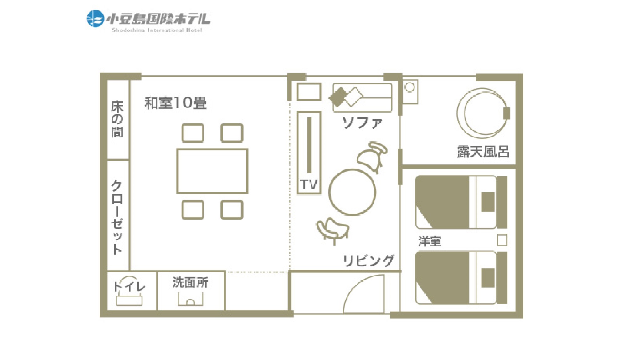 露天風呂付き特別室TypeA（601号室）間取り図
