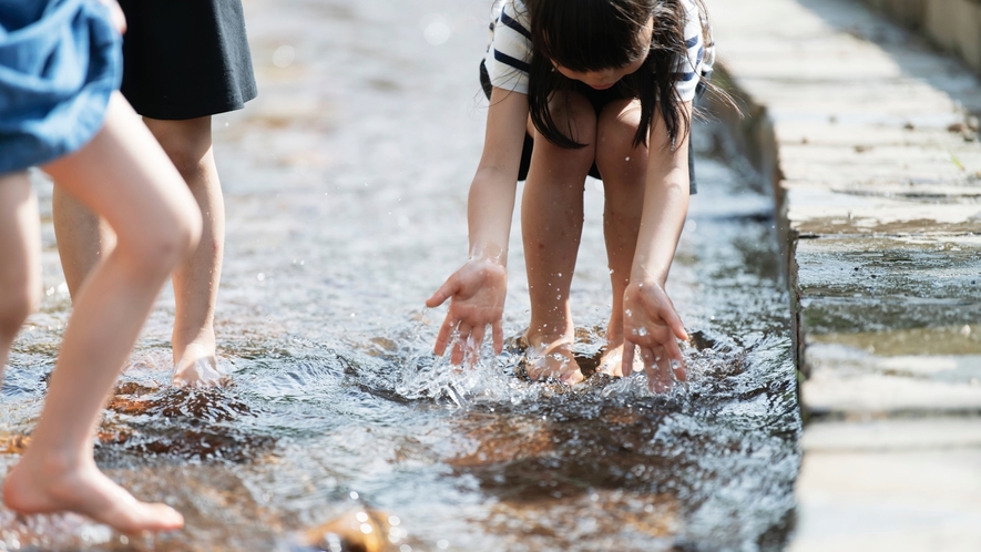 【施設周辺】テント近くに川が流れています。小さなお子様でも安心♪夏は川遊びを楽しめます