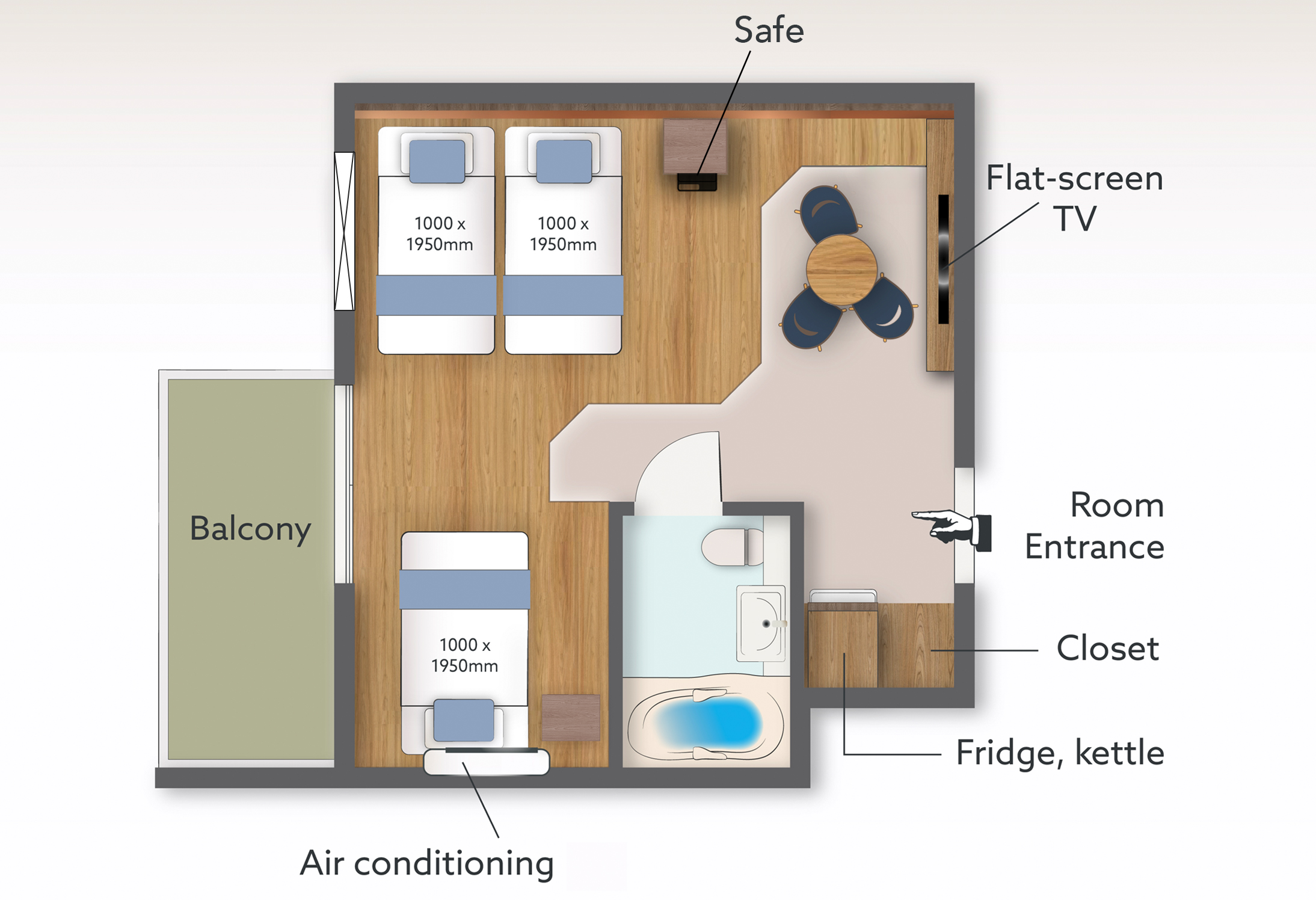 《27平米》 デザイナーツイン (禁煙) 【1-３名利用可】