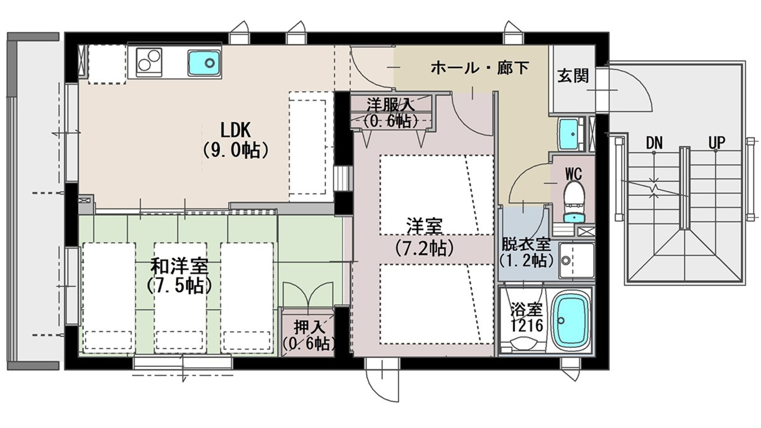 2F　1フロア・2LDK（54平米＋バルコニー）