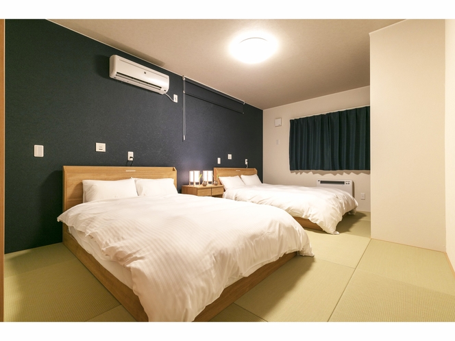 【寝室１】ダブルベッド　ツインルーム