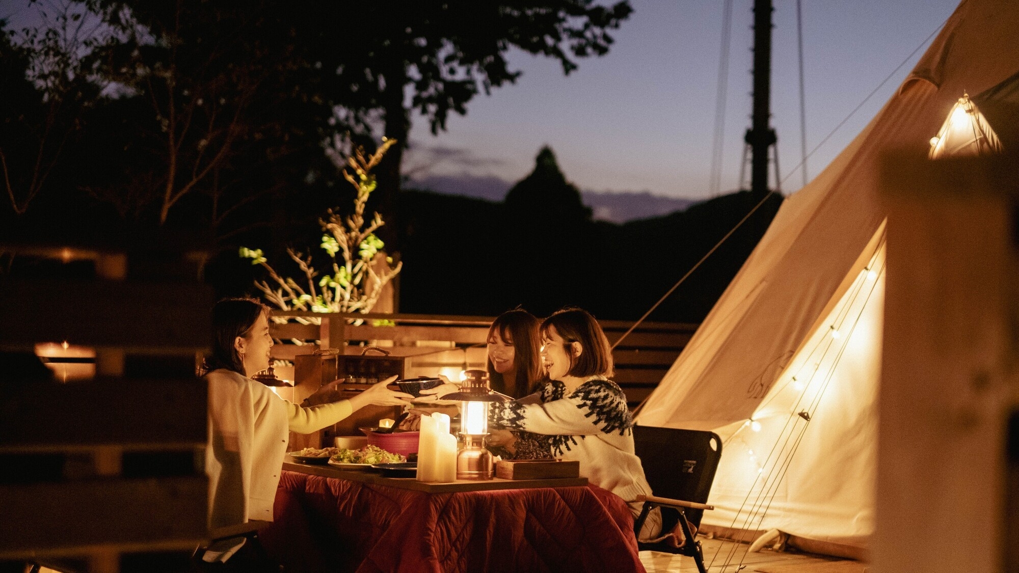 【秋限定10％OFF・しゃぶしゃぶ】焚き火と星空に癒される、森のご褒美ステイ！｜夕朝食付