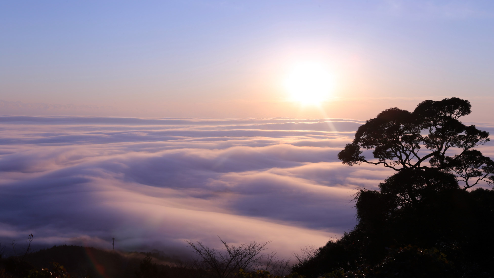 【秋-冬】雲の海に朝日が差し込む奇跡の瞬間。愛宕山ならではの絶景。