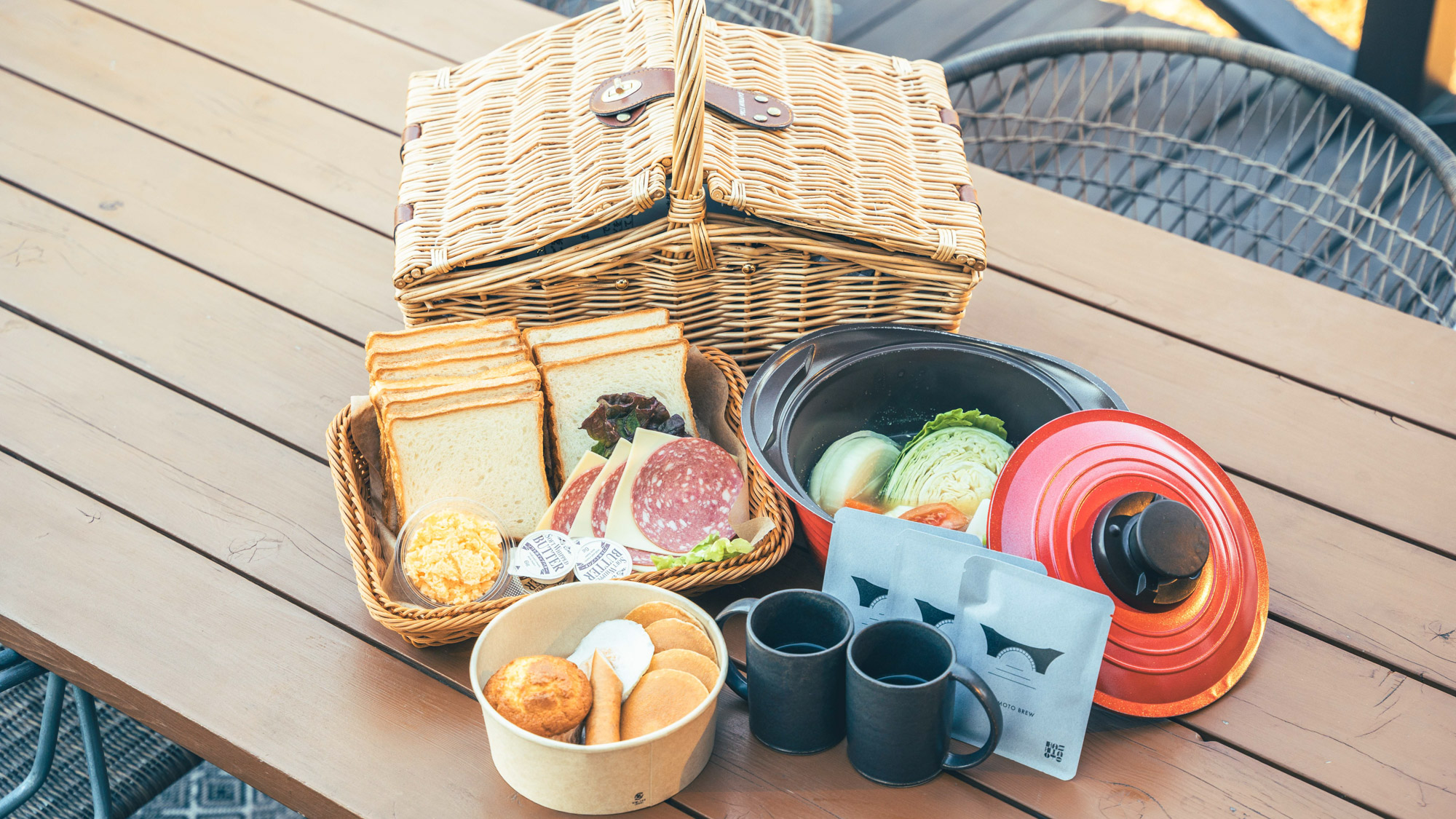 【朝食メニュー】森の朝ごはん。ピクニック気分で楽しめる朝食。（メニュー例）