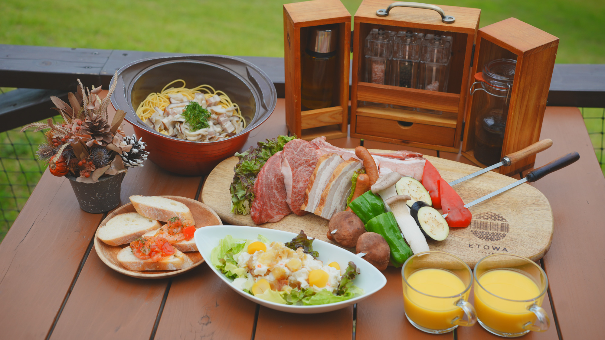 【プレミアム秋メニュー】BBQもパスタも、自分で仕上げる秋のごちそう体験（メニュー例）