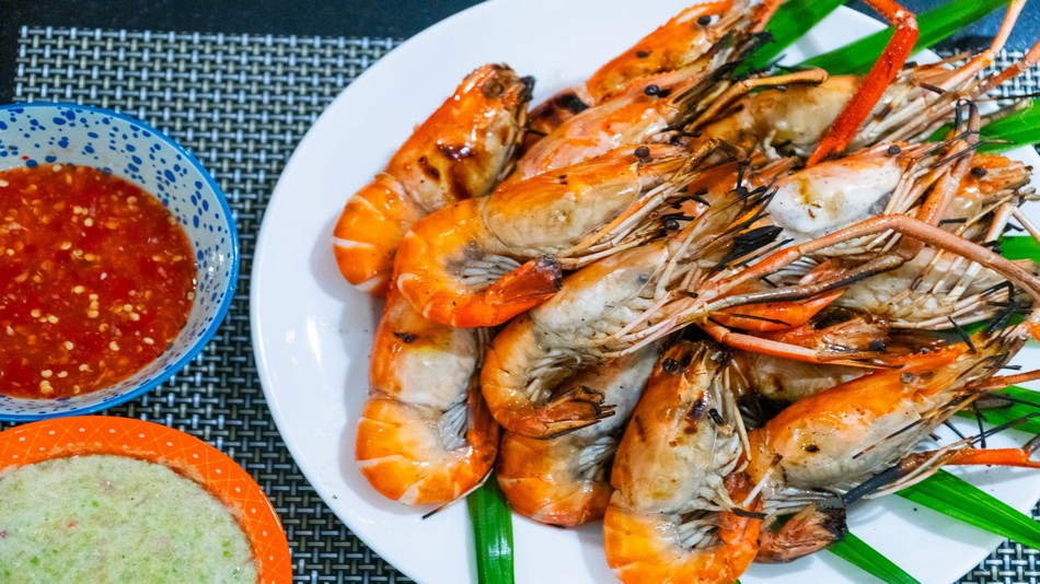 S-SENレストラン お粥ビュッフェ+炭火で焼いた大きな川エビ付き