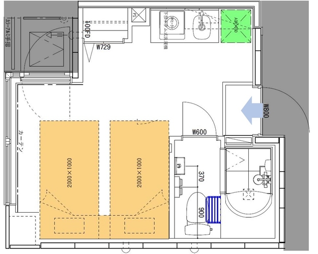 レイアウト図（2階-201号室、 3階-301号室、 4階-401号室）