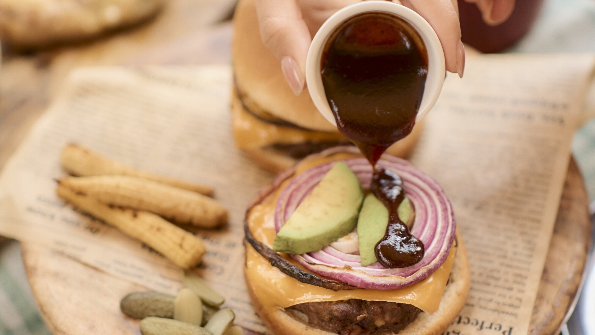 大人気！特製ハンバーガー。