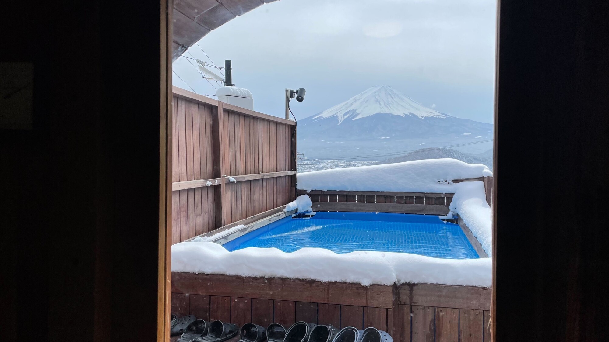 冬　サウナから見える富士山