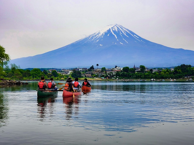 河口湖でのカヌー体験