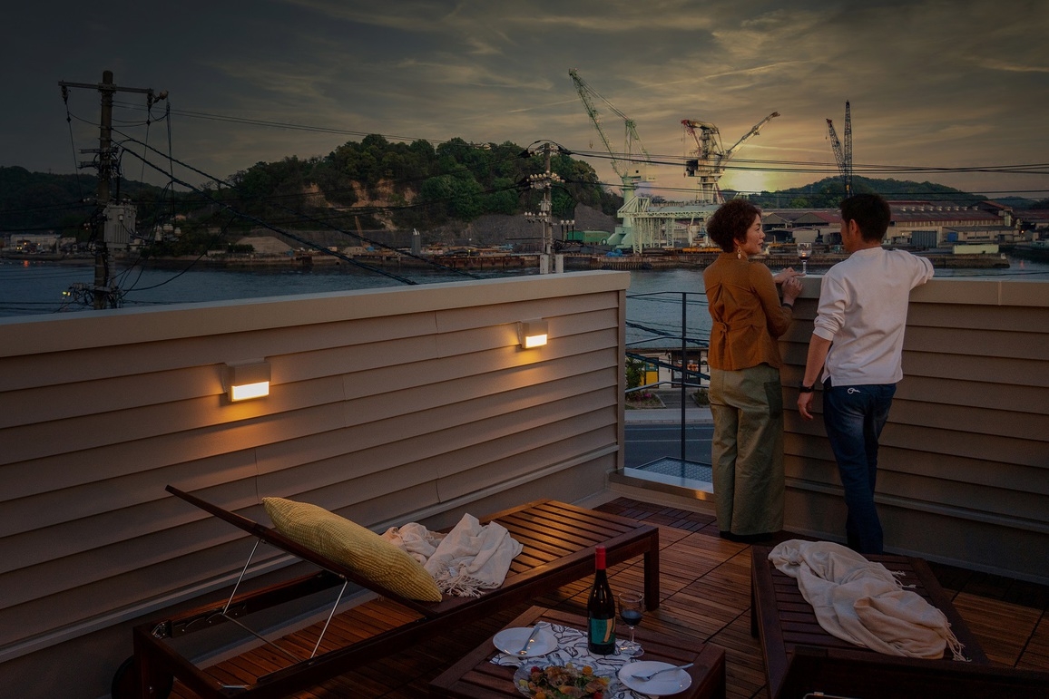 ☆【大人1〜5名用】★尾道駅徒歩2分！ルーフトップテラスから瀬戸内海一望！駐車場1台分有★☆