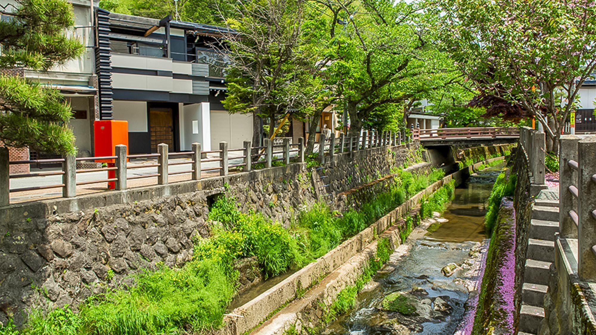 【青花】・すみや 青花のすぐ前を江名子川が優しく流れます