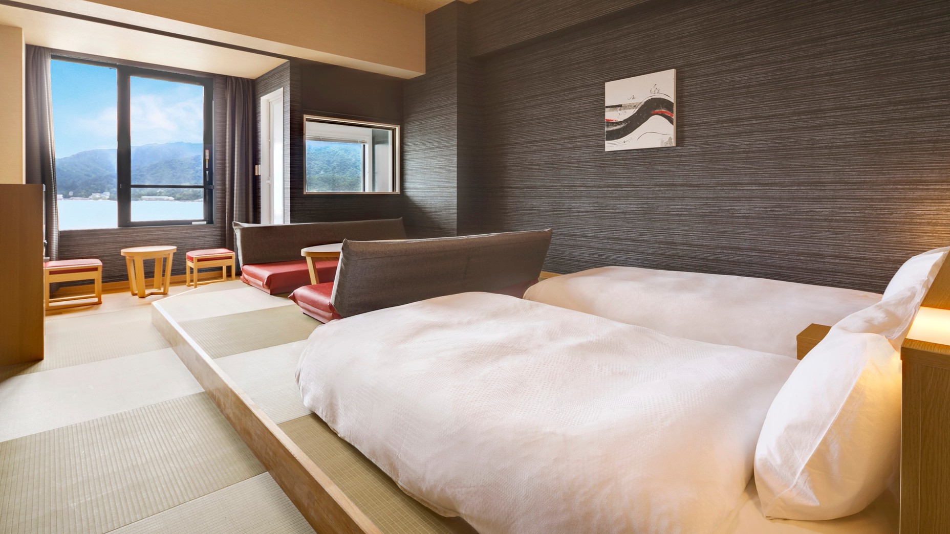 ＜客室　海側セパレートバス＞エグゼグティブツイン　海を臨むバスルーム