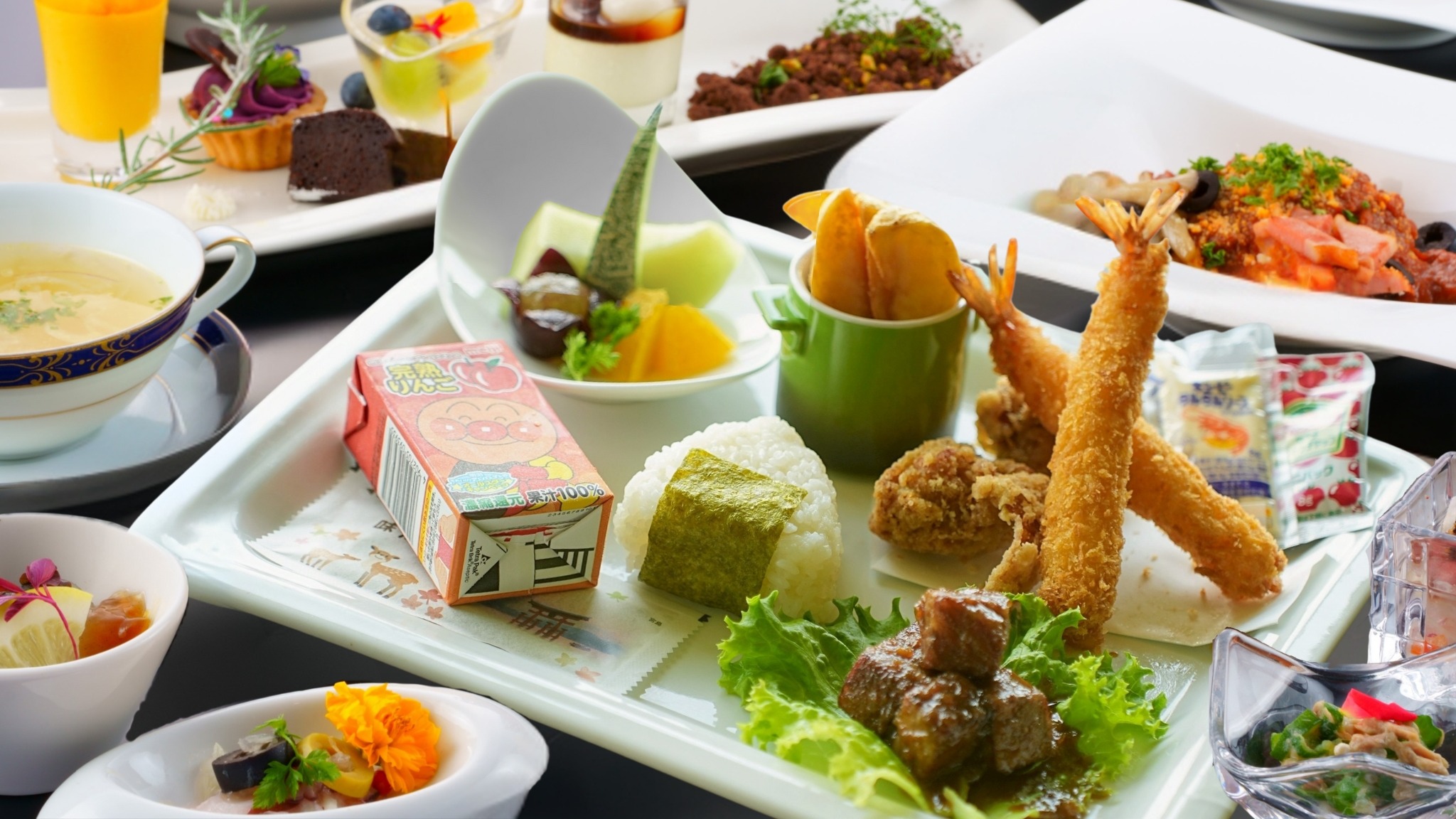 ＜夕食お子様セット＞ビュッフェ料理もお召し上がり頂けます※料理は一例