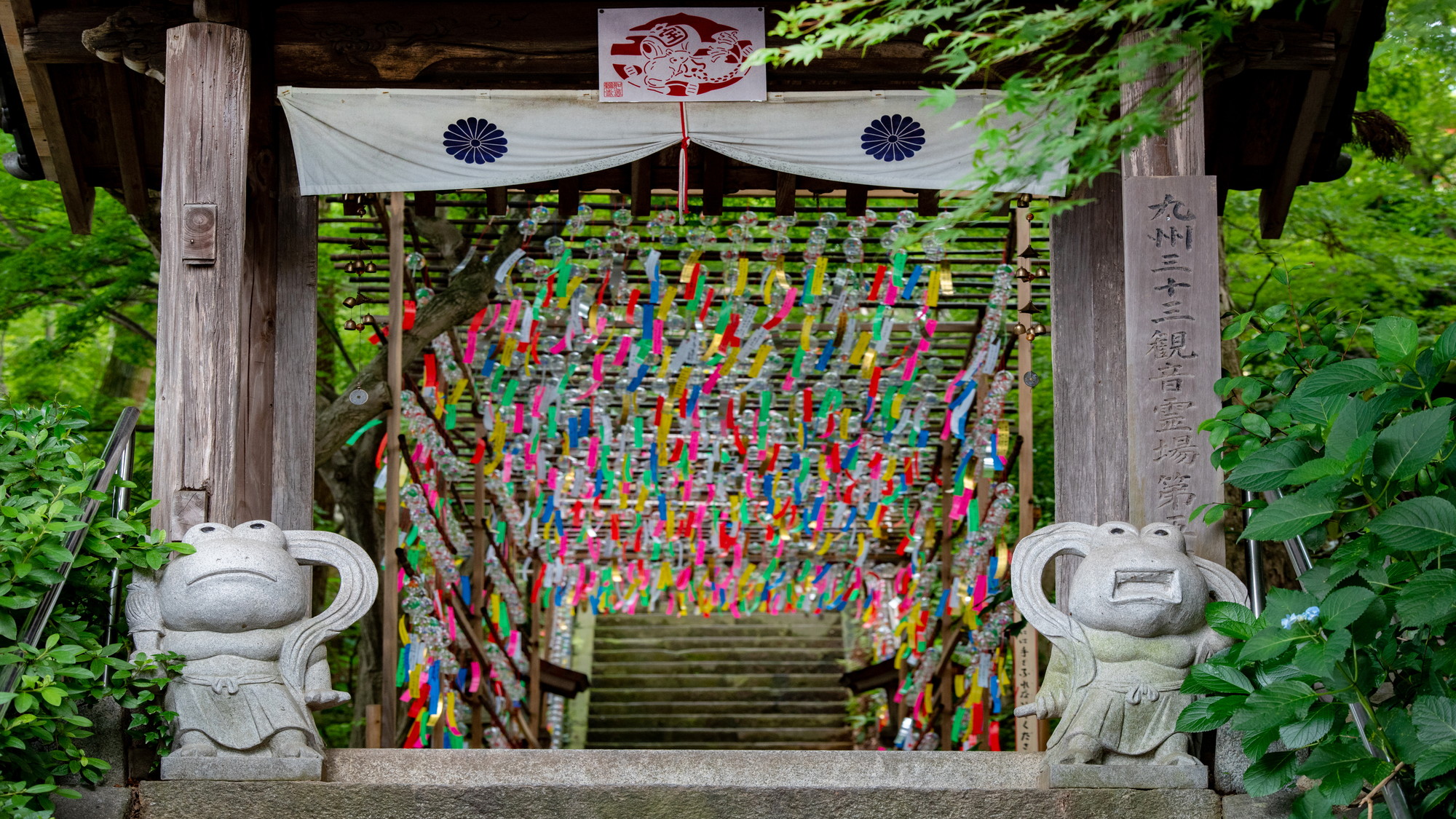 【如意輪寺】通称 かえる寺。風鈴の飾り付けがインスタ映えスポットとして人気※写真提供：福岡県観光連盟